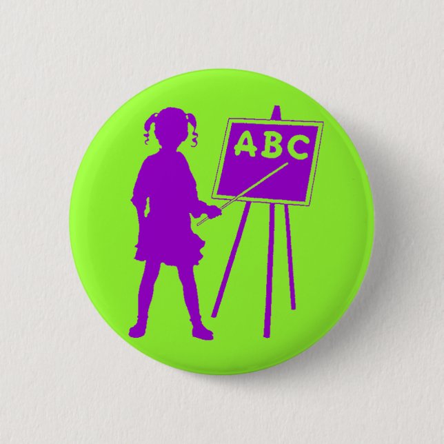 Vintage School Girl Pinback Button (Front)