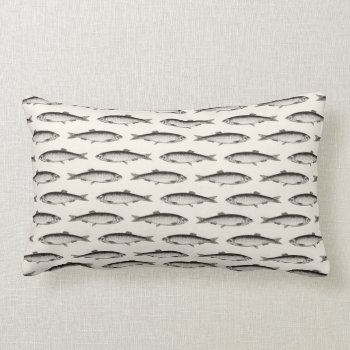 Vintage School Of Herring Fishes Pattern Lumbar Pillow by AnyTownArt at Zazzle