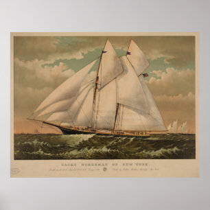 Vintage Schooner Yacht Illustration (1882) Poster