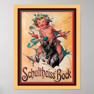 Vintage Schultheiss Bock Beer Ad Poster