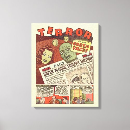Vintage Sci_Fi Adventure Terror of the Green Faces Canvas Print