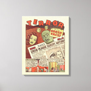 Vintage Sci-Fi Adventure Terror of the Green Faces Canvas Print
