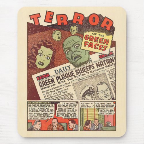 Vintage Sci_Fi Adventure Terror of the Green Faces Mouse Pad