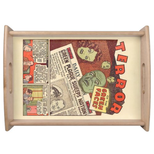 Vintage Sci_Fi Adventure Terror of the Green Faces Serving Tray