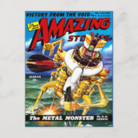 Vintage Sci Fi art Metal Monster