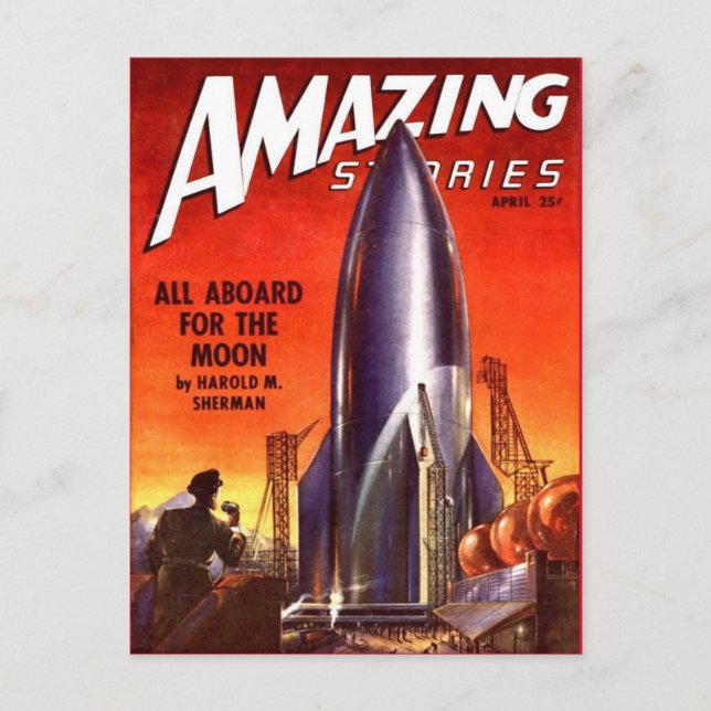 Vintage Sci Fi art Postcard (Front)