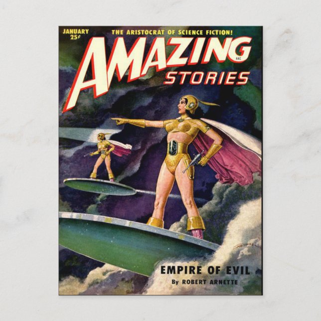 Vintage Sci Fi art Postcard (Front)