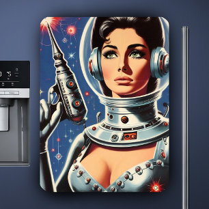 Vintage Sci-fi Astronaut Girl Magnet