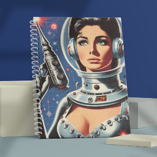 Vintage Sci-fi Astronaut Girl Notebook