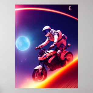 Vintage Sci Fi Biker Poster - Futuristic Art Print
