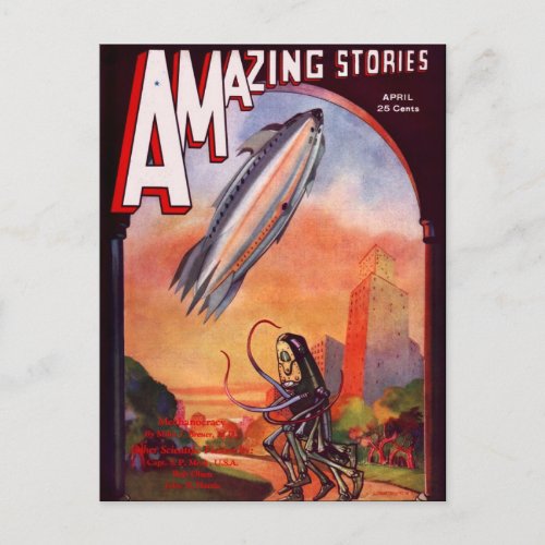 Vintage Sci Fi book cover art Alien planets Postcard