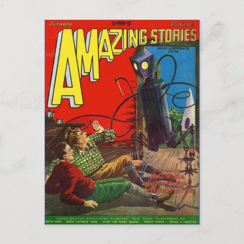 Vintage Sci Fi book cover art Aliens Robots Postcard