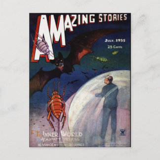 Vintage Sci Fi book cover art Inner World 1935 Postcard