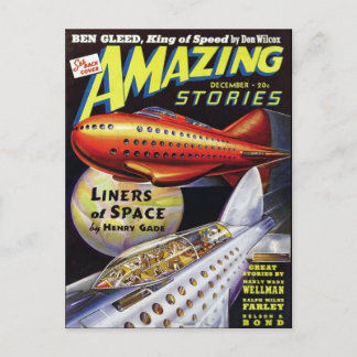 Vintage Sci Fi book cover art Liners of Space Postcard