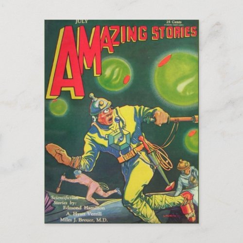 Vintage Sci Fi book cover art Space Men Postcard