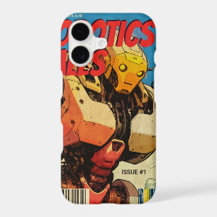 Vintage Sci-Fi Comic Book Yellow Robot Retro iPhone 17 Case