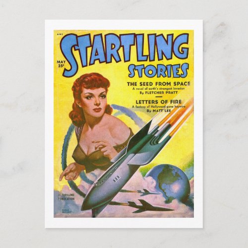 Vintage Sci Fi Comic Startling Stories Postcard