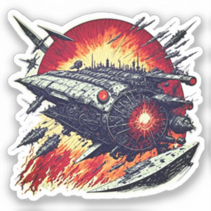 Vintage Sci-Fi Dreams - Steampunk Spaceship Sticker