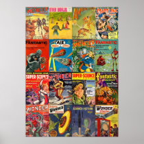 Vintage Sci Fi Pulp Fiction Covers Collage