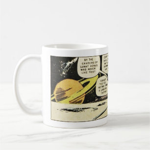 Vintage Sci-Fi Space Adventure Comics Panel Rocket Coffee Mug