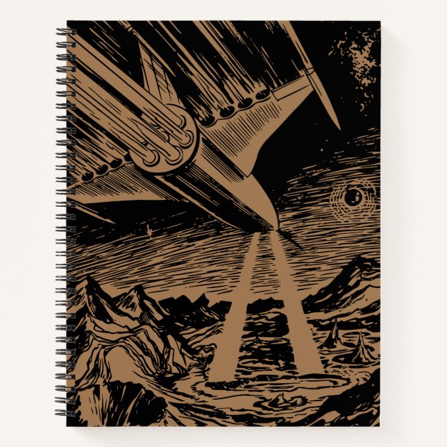 Vintage Sci-Fi Space Rocket Bullet Journal (Front)