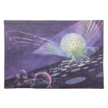 Vintage Science Fiction, a Glowing Orb with Aliens Cloth Placemat