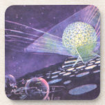 Vintage Science Fiction, a Glowing Orb with Aliens Coaster