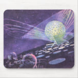 Vintage Science Fiction, a Glowing Orb with Aliens Mouse Pad