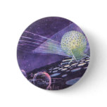 Vintage Science Fiction, a Glowing Orb with Aliens Pinback Button