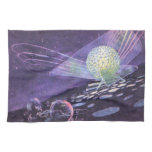 Vintage Science Fiction, a Glowing Orb with Aliens Towel