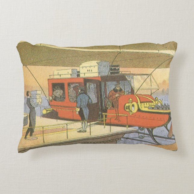 Vintage Science Fiction Airplane Helicopter Limo Accent Pillow (Front)