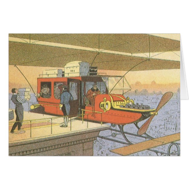 Vintage Science Fiction Airplane Helicopter Limo Cards (Front Horizontal)