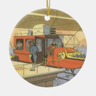 Vintage Science Fiction Airplane Helicopter Limo Ceramic Ornament