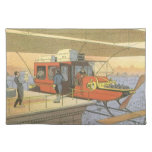 Vintage Science Fiction Airplane Helicopter Limo Cloth Placemat