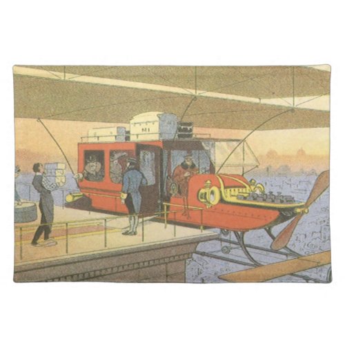 Vintage Science Fiction Airplane Helicopter Limo Cloth Placemat