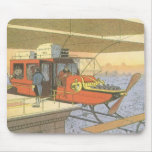 Vintage Science Fiction Airplane Helicopter Limo Mouse Pad