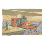 Vintage Science Fiction Airplane Helicopter Limo Towel