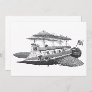 Vintage Science Fiction Airship Eclipse Invitation