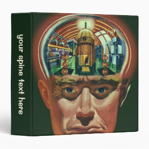 Vintage Science Fiction, Alien Brain in Laboratory 3 Ring Binder