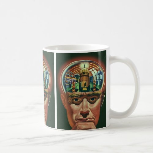 Vintage Science Fiction Alien Brain in Laboratory Coffee Mug