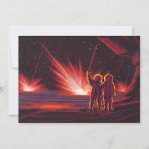 Vintage Science Fiction Alien Red Planet Explosion