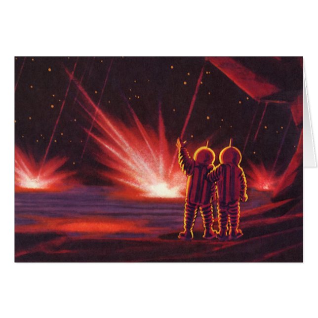 Vintage Science Fiction Alien Red Planet Explosion Cards (Front Horizontal)