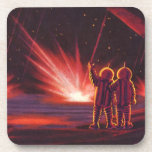 Vintage Science Fiction Alien Red Planet Explosion Drink Coaster