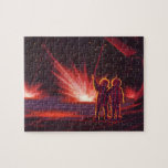 Vintage Science Fiction Alien Red Planet Explosion Jigsaw Puzzle
