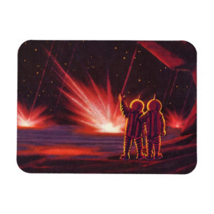 Vintage Science Fiction Alien Red Planet Explosion Magnet