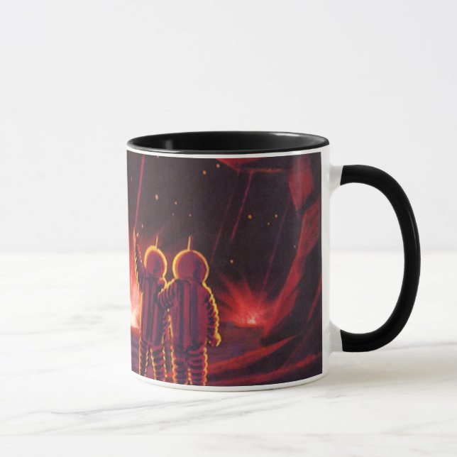 Vintage Science Fiction Alien Red Planet Explosion Mug (Right)