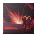 Vintage Science Fiction Alien Red Planet Explosion Tile