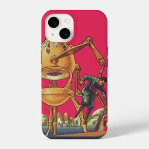 Vintage Science Fiction Alien Robot Captures Man iPhone 14 Case