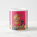 Vintage Science Fiction Alien Robot Captures Man Large Coffee Mug