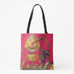 Vintage Science Fiction Alien Robot Captures Man Tote Bag